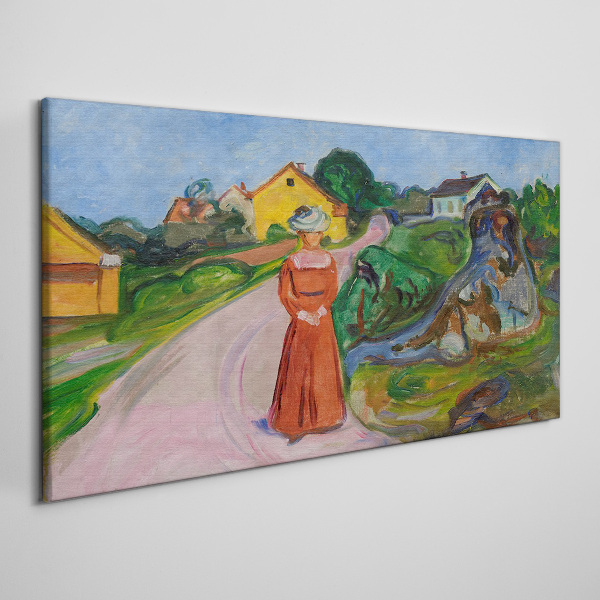 Obraz canvas Žena v červených šatách od Muncha