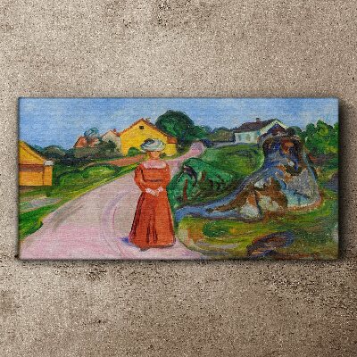 Obraz canvas Žena v červených šatách od Muncha