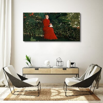 Obraz Canvas Červený kabát v záhrade