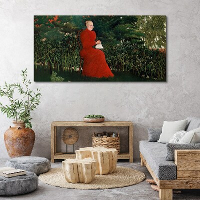 Obraz Canvas Červený kabát v záhrade