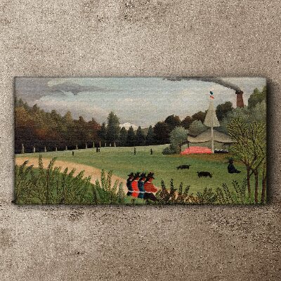 Obraz Canvas Zelená krajina s postavami