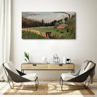 Obraz Canvas Zelená krajina s postavami