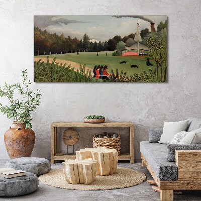 Obraz Canvas Zelená krajina s postavami