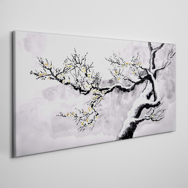 Obraz canvas Kvitnúca vetva v monochromatickom tóne
