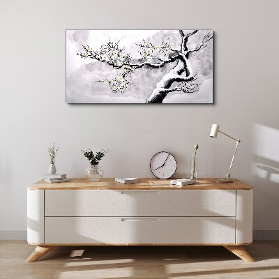 Obraz canvas Kvitnúca vetva v monochromatickom tóne