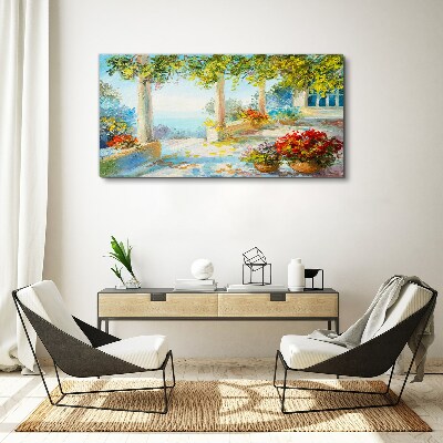 Obraz Canvas Jarná krajina s kvetmi
