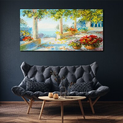 Obraz Canvas Jarná krajina s kvetmi