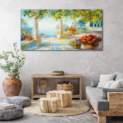 Obraz Canvas Jarná krajina s kvetmi