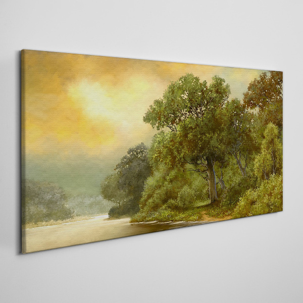 Obraz canvas Zlaté svetlo nad pokojnou riekou