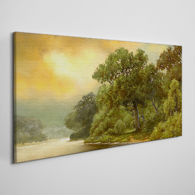 Obraz canvas Zlaté svetlo nad pokojnou riekou