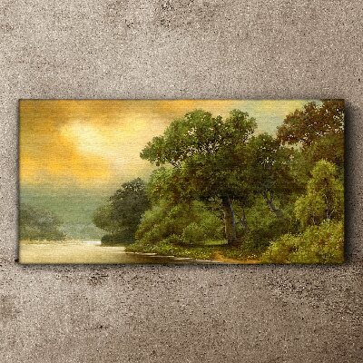 Obraz canvas Zlaté svetlo nad pokojnou riekou