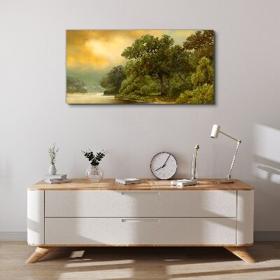 Obraz canvas Zlaté svetlo nad pokojnou riekou