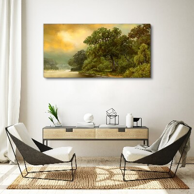 Obraz canvas Zlaté svetlo nad pokojnou riekou