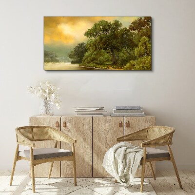 Obraz canvas Zlaté svetlo nad pokojnou riekou