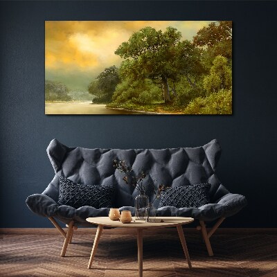 Obraz canvas Zlaté svetlo nad pokojnou riekou