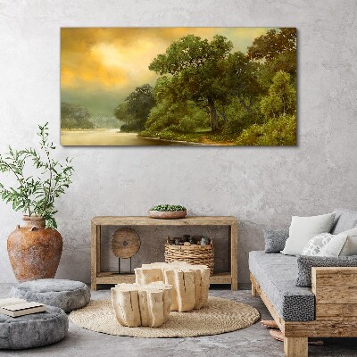 Obraz canvas Zlaté svetlo nad pokojnou riekou
