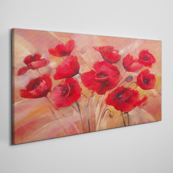 Obraz Canvas Červené maky v pastelovej kompozícii