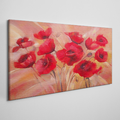 Obraz Canvas Červené maky v pastelovej kompozícii