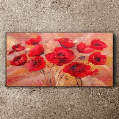 Obraz Canvas Červené maky v pastelovej kompozícii