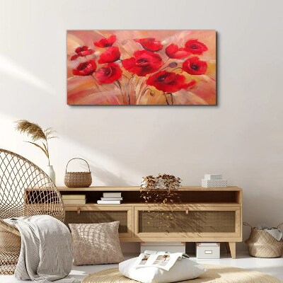 Obraz Canvas Červené maky v pastelovej kompozícii