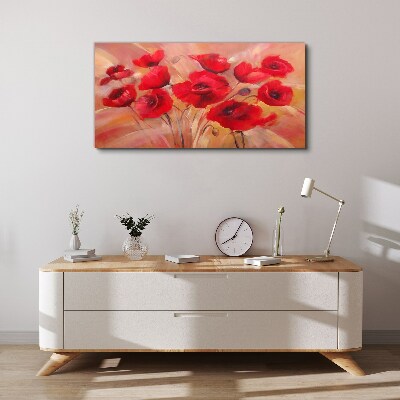 Obraz Canvas Červené maky v pastelovej kompozícii
