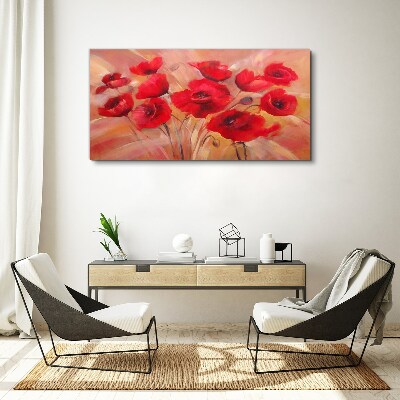 Obraz Canvas Červené maky v pastelovej kompozícii