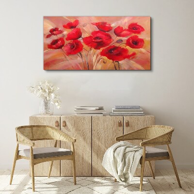 Obraz Canvas Červené maky v pastelovej kompozícii
