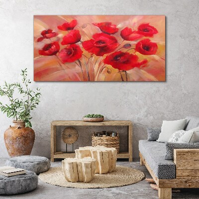 Obraz Canvas Červené maky v pastelovej kompozícii