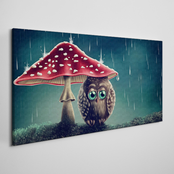 Obraz Canvas Sova pod hubou v daždi