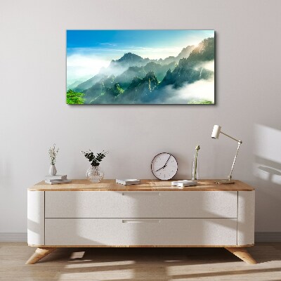 Obraz canvas Horská krajina v hmlisté ráno