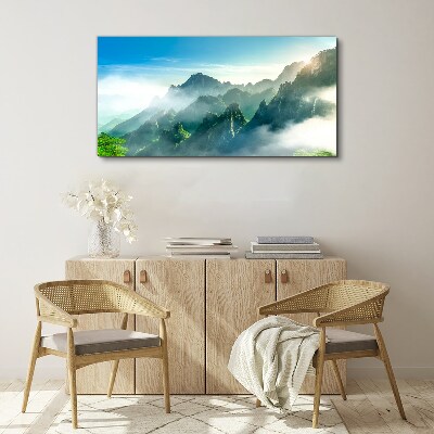 Obraz canvas Horská krajina v hmlisté ráno