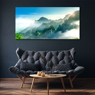 Obraz canvas Horská krajina v hmlisté ráno