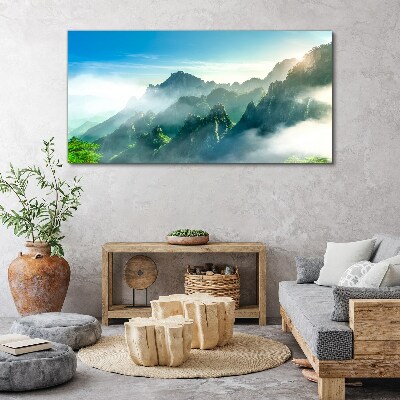 Obraz canvas Horská krajina v hmlisté ráno