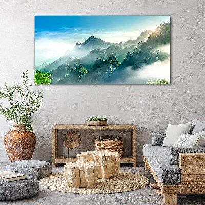 Obraz canvas Horské stromy neba