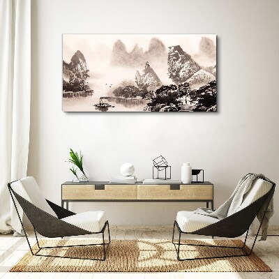 Obraz Canvas Čínske atramentové lode