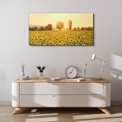 Obraz canvas Kvety slnečníc stromov