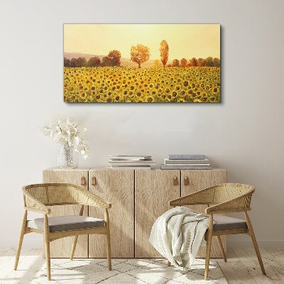 Obraz canvas Kvety slnečníc stromov