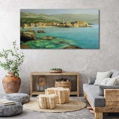 Obraz canvas Morské mesto hory