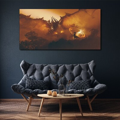Obraz Canvas Drak v ohni magického rituálu