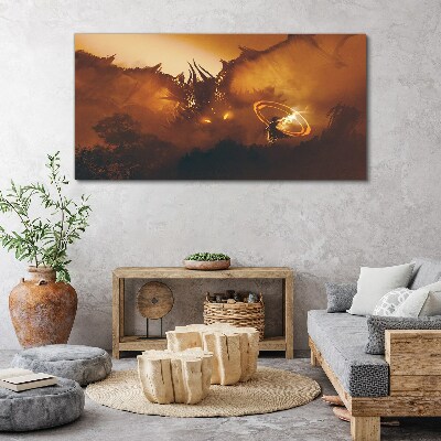 Obraz Canvas Drak v ohni magického rituálu