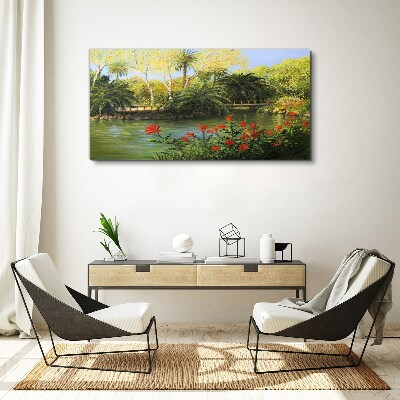 Obraz canvas Tropická krajina s riekou