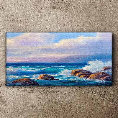 Obraz canvas Morské skalné vlny mraky