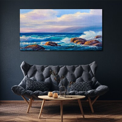 Obraz canvas Morské skalné vlny mraky