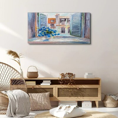 Obraz Canvas Kvety pri otvorenom okne
