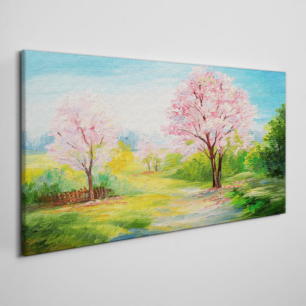 Obraz Canvas Jarné stromy v ružovom kvete