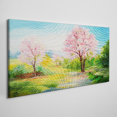 Obraz Canvas Jarné stromy v ružovom kvete