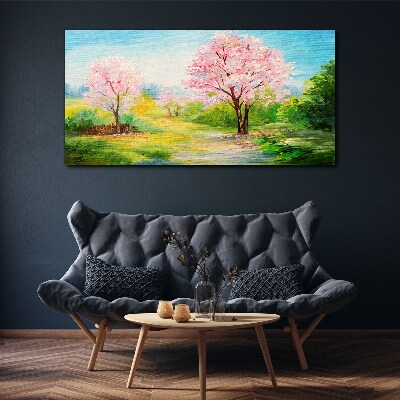 Obraz Canvas Jarné stromy v ružovom kvete