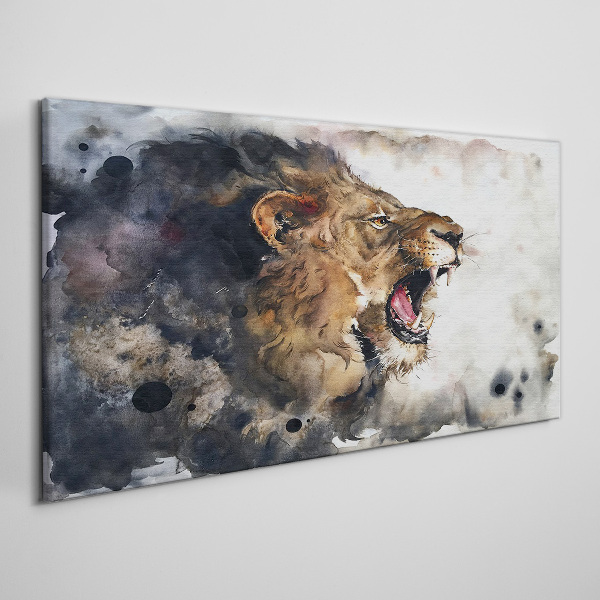 Obraz canvas Nahnevaný lev v akvarelu