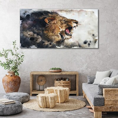 Obraz canvas Nahnevaný lev v akvarelu