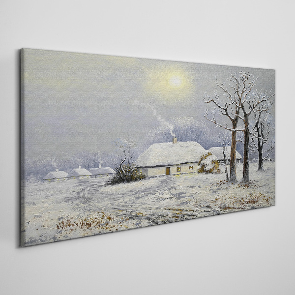 Obraz canvas Zimná krajina s domom